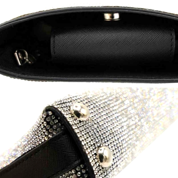 Women Mini Silver Rhinestone Top Handle Crossbody Bag - Picture 3 of 11